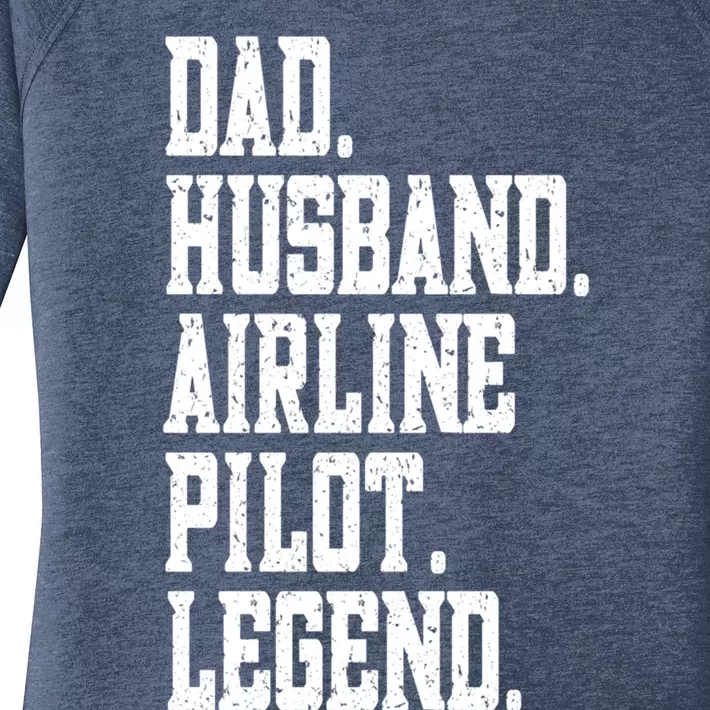 Funny Dad Husband Airline Pilot Legend Gift Women's Perfect Tri Tunic Long Sleeve Shirt