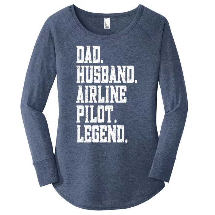 Funny Dad Husband Airline Pilot Legend Gift Women's Perfect Tri Tunic Long Sleeve Shirt