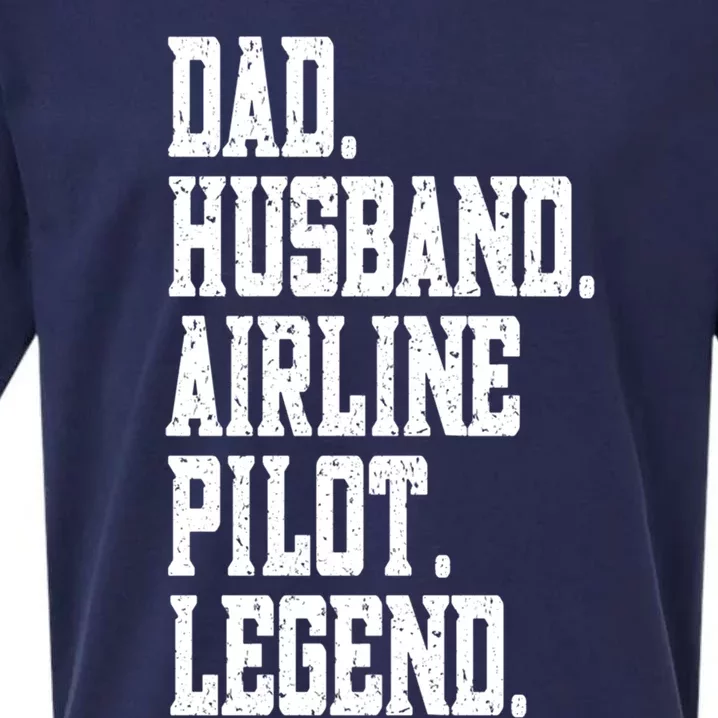 Funny Dad Husband Airline Pilot Legend Gift Sueded Cloud Jersey T-Shirt