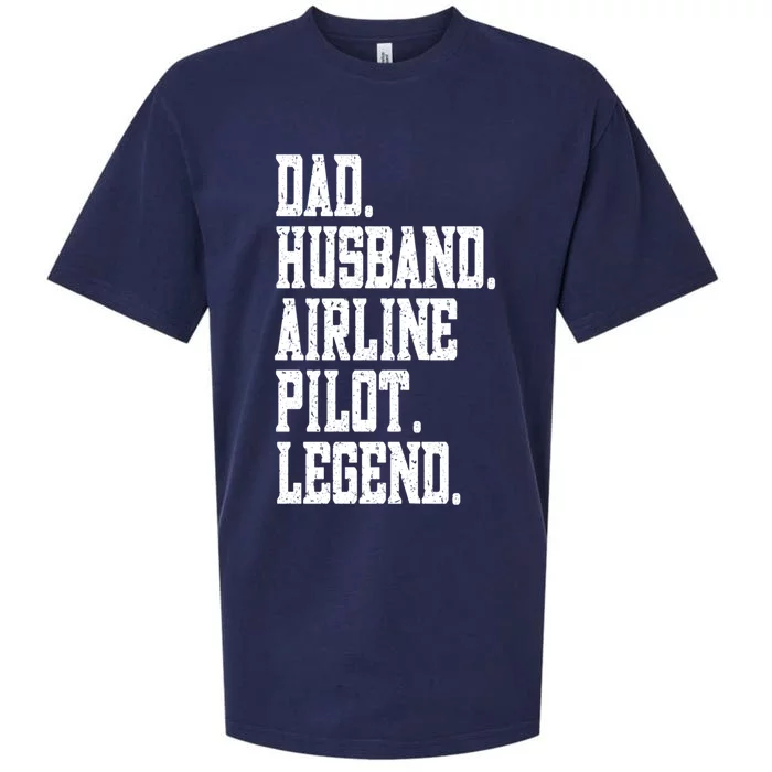 Funny Dad Husband Airline Pilot Legend Gift Sueded Cloud Jersey T-Shirt