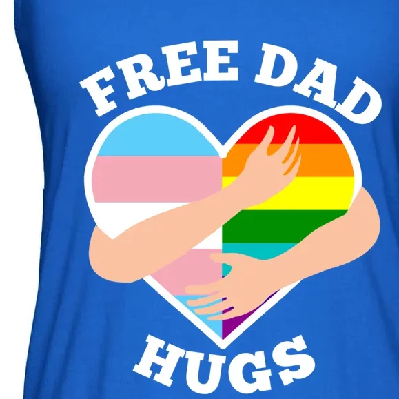 Free Dad Hugs Rainbow And Flag Heart Pride Lgbtq Gift Ladies Essential Flowy Tank