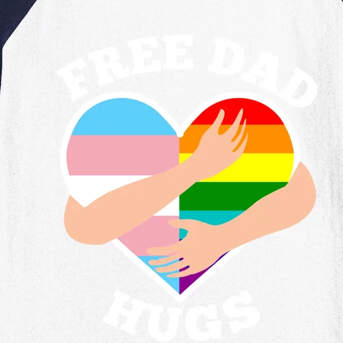 Free Dad Hugs Rainbow And Flag Heart Pride Lgbtq Gift Baseball Sleeve Shirt