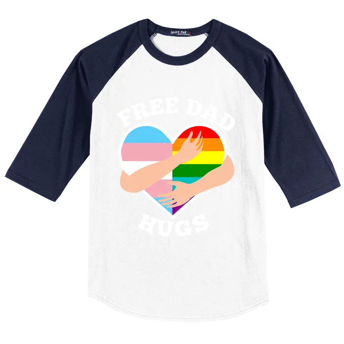 Free Dad Hugs Rainbow And Flag Heart Pride Lgbtq Gift Baseball Sleeve Shirt