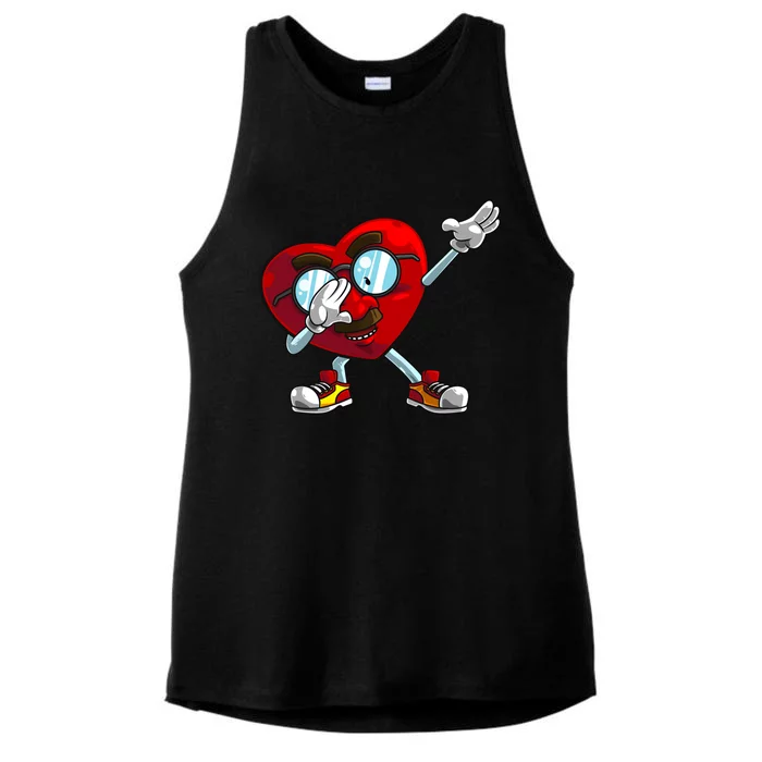 Funny Dabbing Heart Gift Cool Dance Lover Valentine's Day Gift Ladies Tri-Blend Wicking Tank