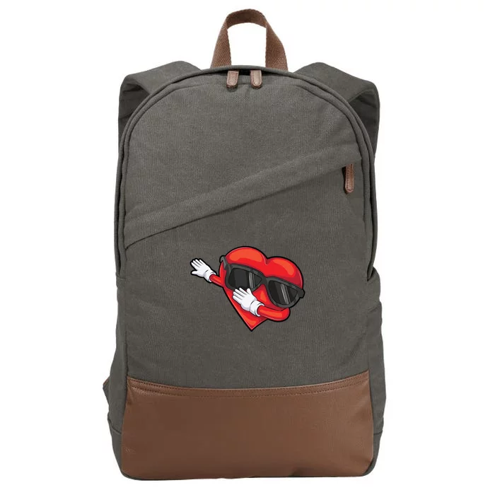 Funny Dabbing Heart Gift Cool Dance Lover Valentine's Day Gift Cotton Canvas Backpack