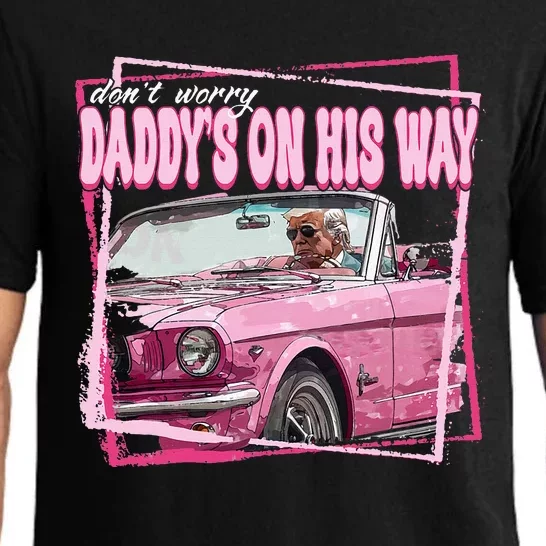 Funny DaddyS Home Trump Pink 2024 DaddyS On His Way Pajama Set