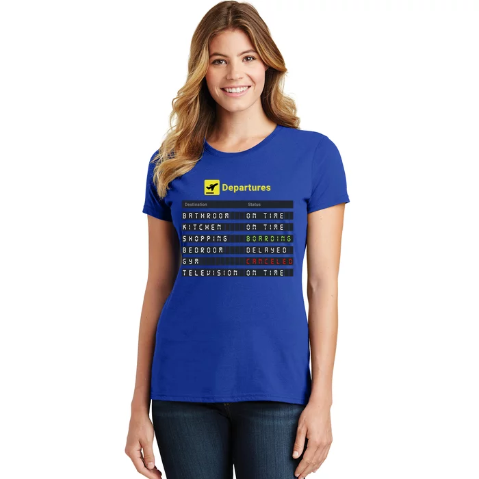 Funny Departures Home Airplane Travel Around The World Gift Women's T-Shirt