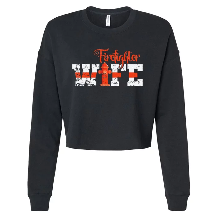 Fire Department Hydrant Firefighter Wife Cropped Pullover Crew