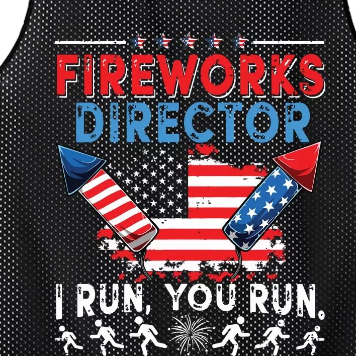 Fireworks Director I Run You Run 4th Of July Independence Mesh Reversible Basketball Jersey Tank