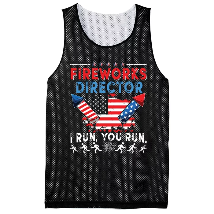 Fireworks Director I Run You Run 4th Of July Independence Mesh Reversible Basketball Jersey Tank