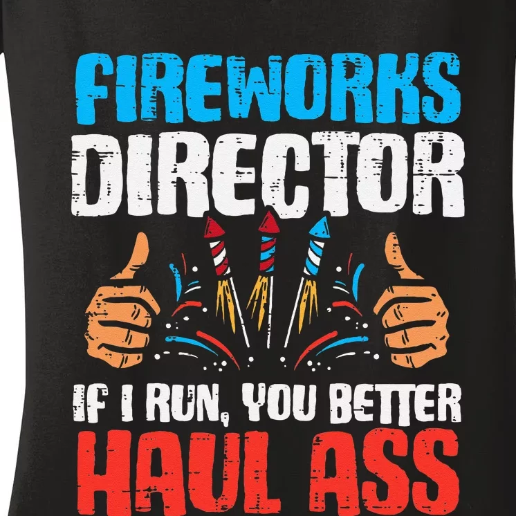 Fireworks Director If I Run Funny 4th Of July Fourth Men Women's V-Neck T-Shirt