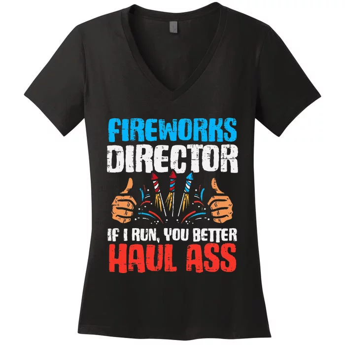 Fireworks Director If I Run Funny 4th Of July Fourth Men Women's V-Neck T-Shirt