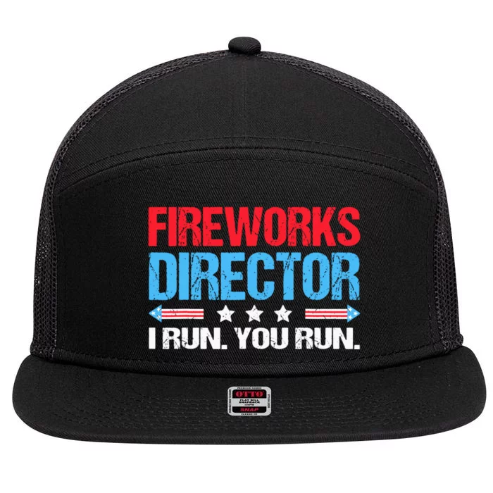 Fireworks Director I Run You Run 7 Panel Mesh Trucker Snapback Hat