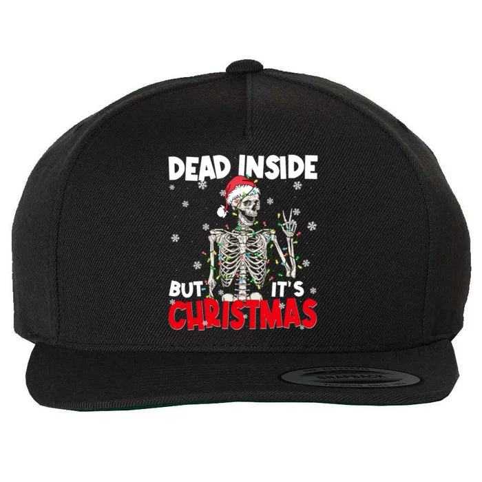 Funny Dead Inside But Its Christmas Skeleton Santa Gift Wool Snapback Cap