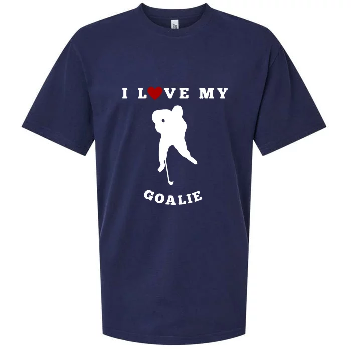 Father's Day I Love My Hockey Player Goalie Gift Sueded Cloud Jersey T-Shirt