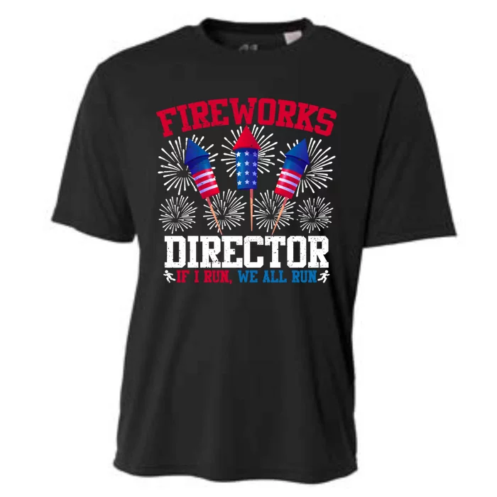 Fireworks Director If I Run We All Run US 4th Of July Cooling Performance Crew T-Shirt