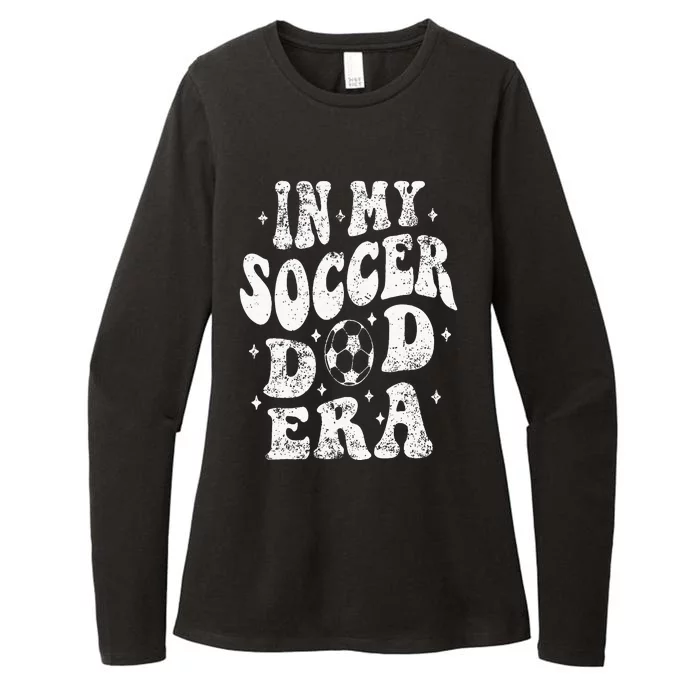 Fathers Day In My Soccer Dad Era Groovy Funny Cheer Dad Womens CVC Long Sleeve Shirt