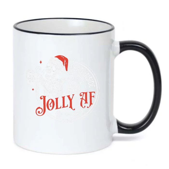 Funny Dead Inside But Jolly Af Dead Inside Jolly Skeleton Christmas Black Color Changing Mug