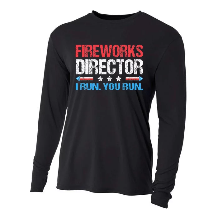 Fireworks Director I Run You Run Funny 4th Of July Cooling Performance Long Sleeve Crew