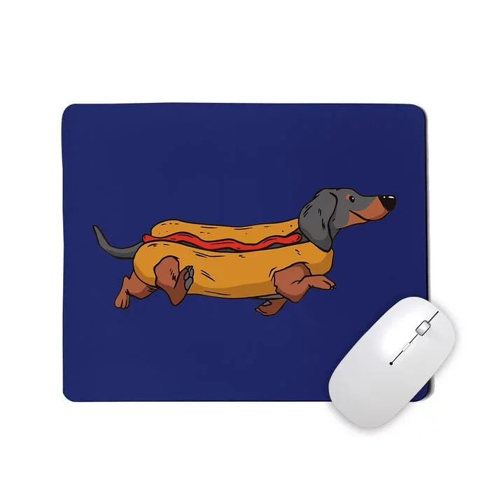 Funny Dachshund In Bun Weiner Hot Dog Cute Foodie Pun Mousepad