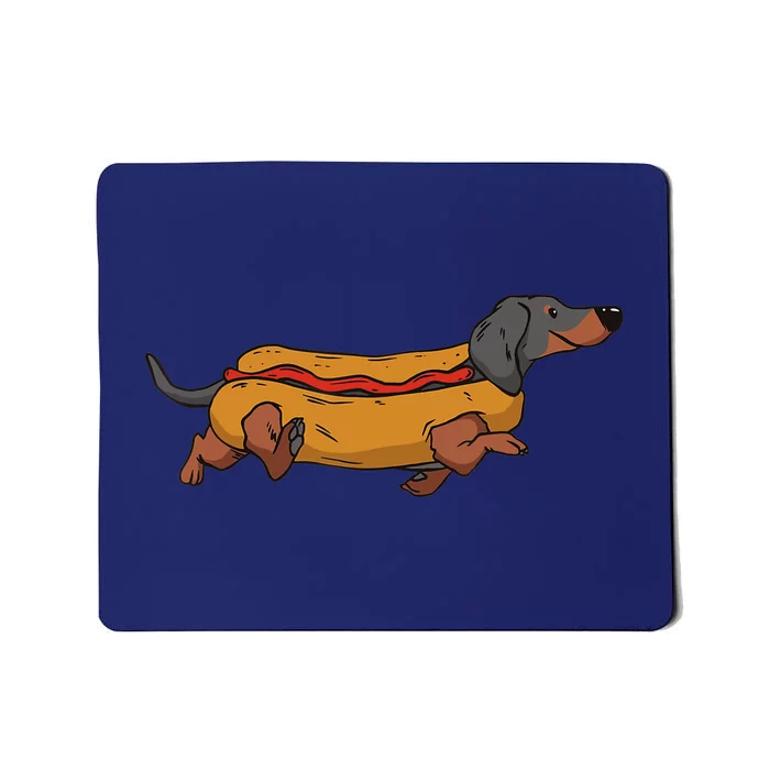 Funny Dachshund In Bun Weiner Hot Dog Cute Foodie Pun Mousepad