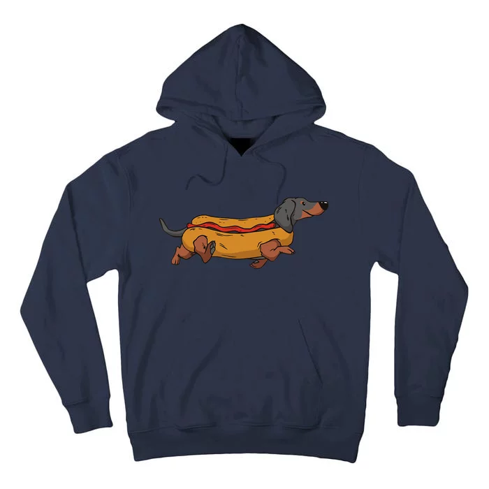 Funny Dachshund In Bun Weiner Hot Dog Cute Foodie Pun Tall Hoodie