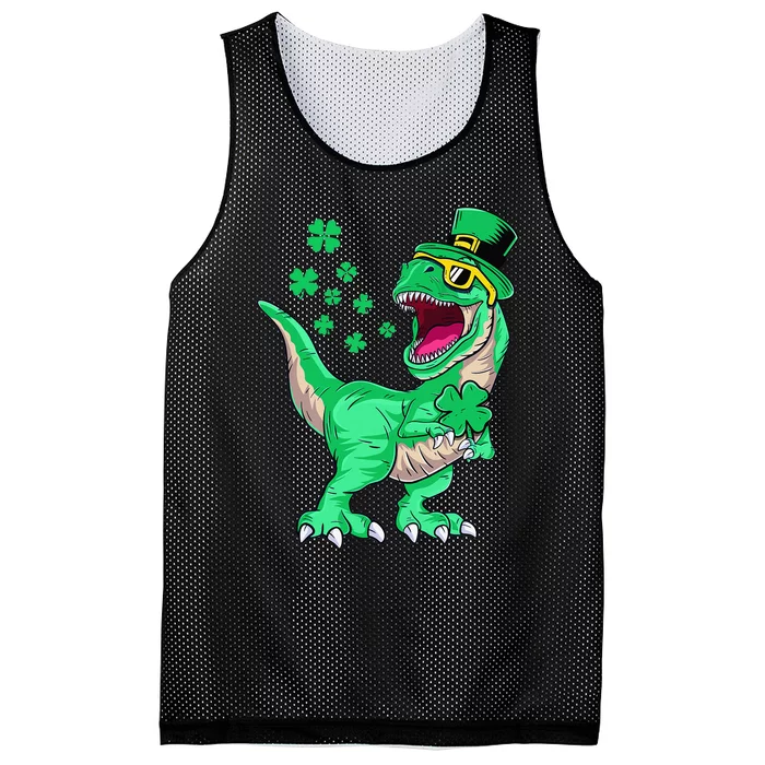 funny Dinosaur Irish T rex St Patricks Day Mesh Reversible Basketball Jersey Tank