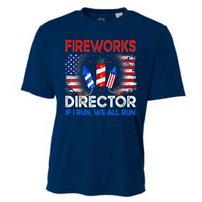 Fireworks Director If I Run We All Run US 4th Of July Cooling Performance Crew T-Shirt