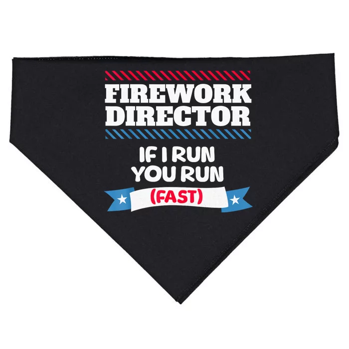 Fireworks Director If I Run You Run July 4th Independence USA-Made Doggie Bandana