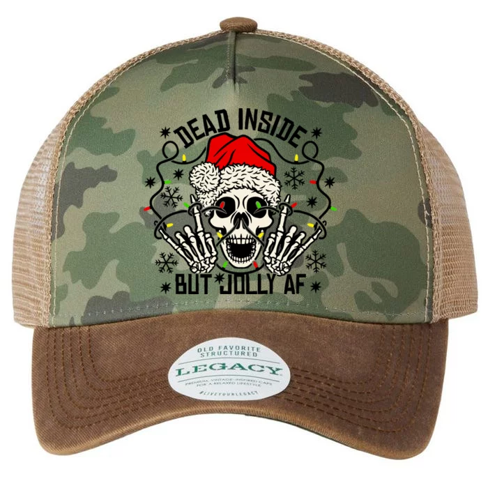 Funny Dead Inside But Jolly Af Xmas Skeleton Christmas Funny Gift Funny Gift Legacy Tie Dye Trucker Hat