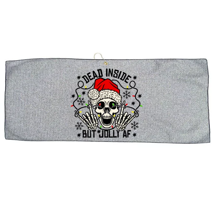 Funny Dead Inside But Jolly Af Xmas Skeleton Christmas Funny Gift Funny Gift Large Microfiber Waffle Golf Towel