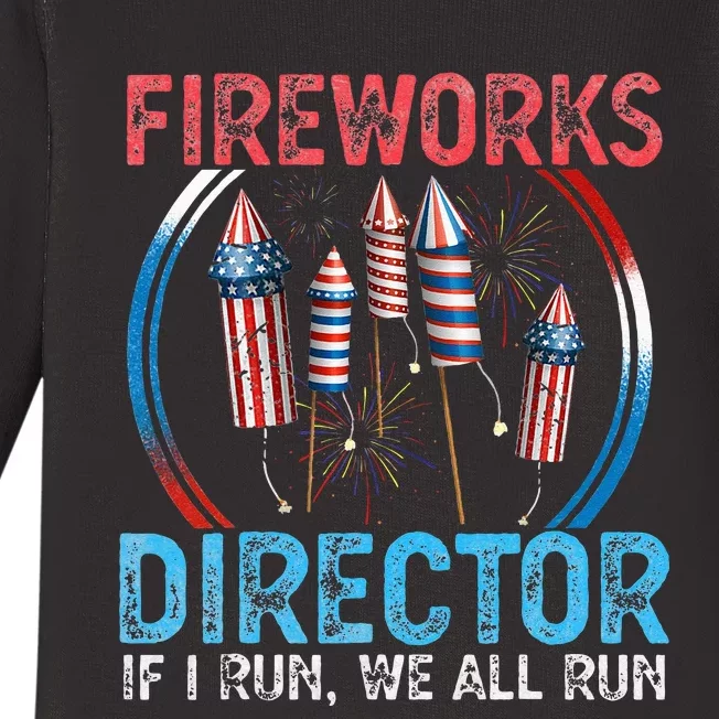 Fireworks Director I run you run Funny 4th of July Baby Long Sleeve Bodysuit