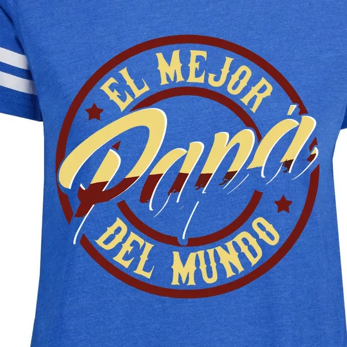 Fathers Days In Spanish El Mejor Papa Del Mundo Enza Ladies Jersey Football T-Shirt