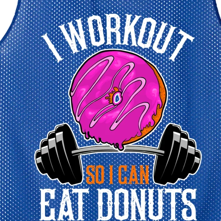 Funny Doughnut I Workout So I Can Eat Donuts Fitness Gym Gift Mesh Reversible Basketball Jersey Tank