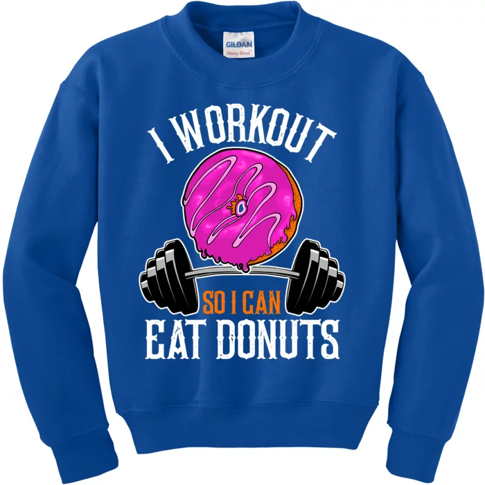 Funny Doughnut I Workout So I Can Eat Donuts Fitness Gym Gift Kids Sweatshirt