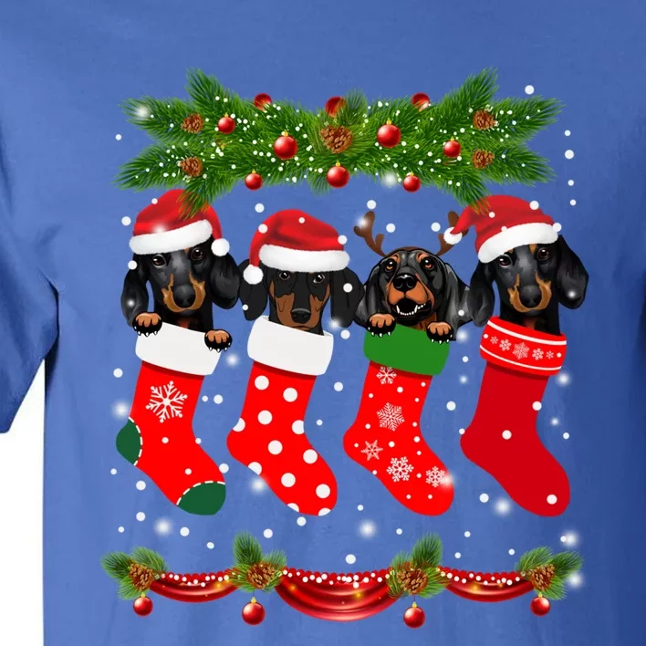 Funny Dachshund In Socks Christmas Dog Lovers Xmas Sweater Meaningful Gift Tall T-Shirt