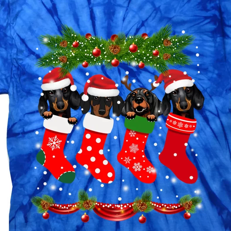 Funny Dachshund In Socks Christmas Dog Lovers Xmas Sweater Meaningful Gift Tie-Dye T-Shirt