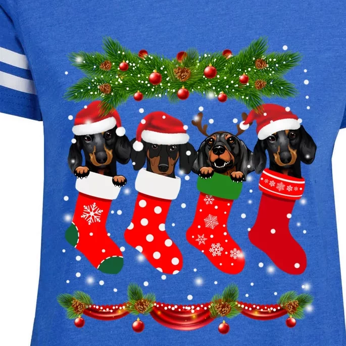 Funny Dachshund In Socks Christmas Dog Lovers Xmas Sweater Meaningful Gift Enza Ladies Jersey Football T-Shirt