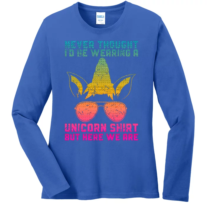 Fathers Day I Wear A Unicorn Dadacorn Ladies Long Sleeve Shirt