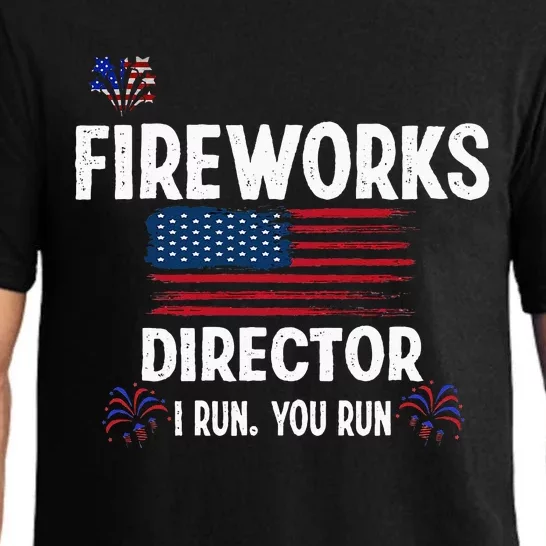 Fireworks Director I Run You Run Flag Funny Gift 4th Of July Pajama Set