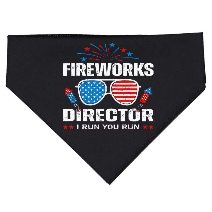 Fireworks Director If I Run Funny 4th Of July Fourth USA-Made Doggie Bandana