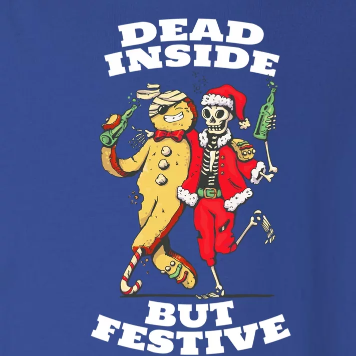 Funny Dead Inside But Festive Christmas Skeleton Santa Hat Gift Toddler Long Sleeve Shirt