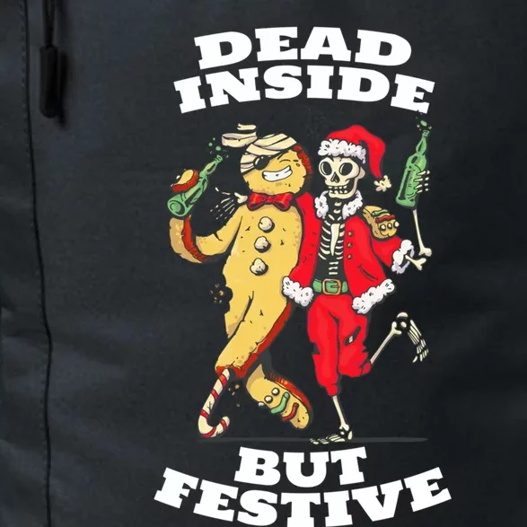 Funny Dead Inside But Festive Christmas Skeleton Santa Hat Gift Daily Commute Backpack