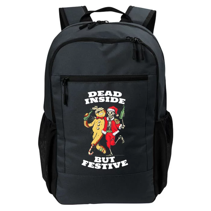 Funny Dead Inside But Festive Christmas Skeleton Santa Hat Gift Daily Commute Backpack