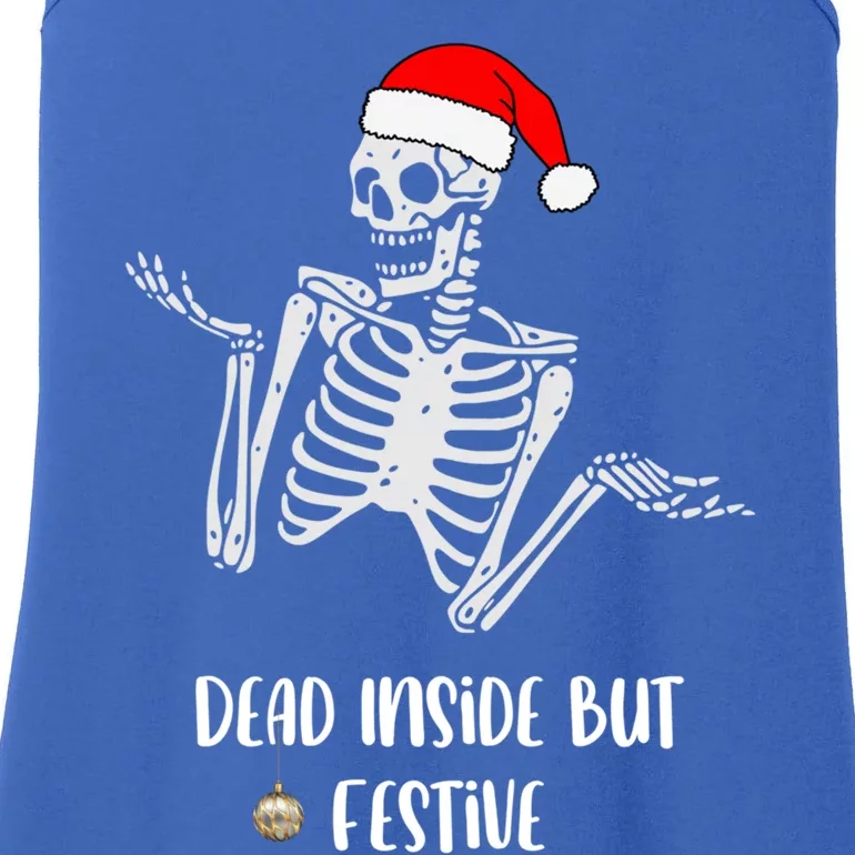 Funny Dead Inside But Festive Skeleton Christmas Graphic Gift Ladies Essential Tank