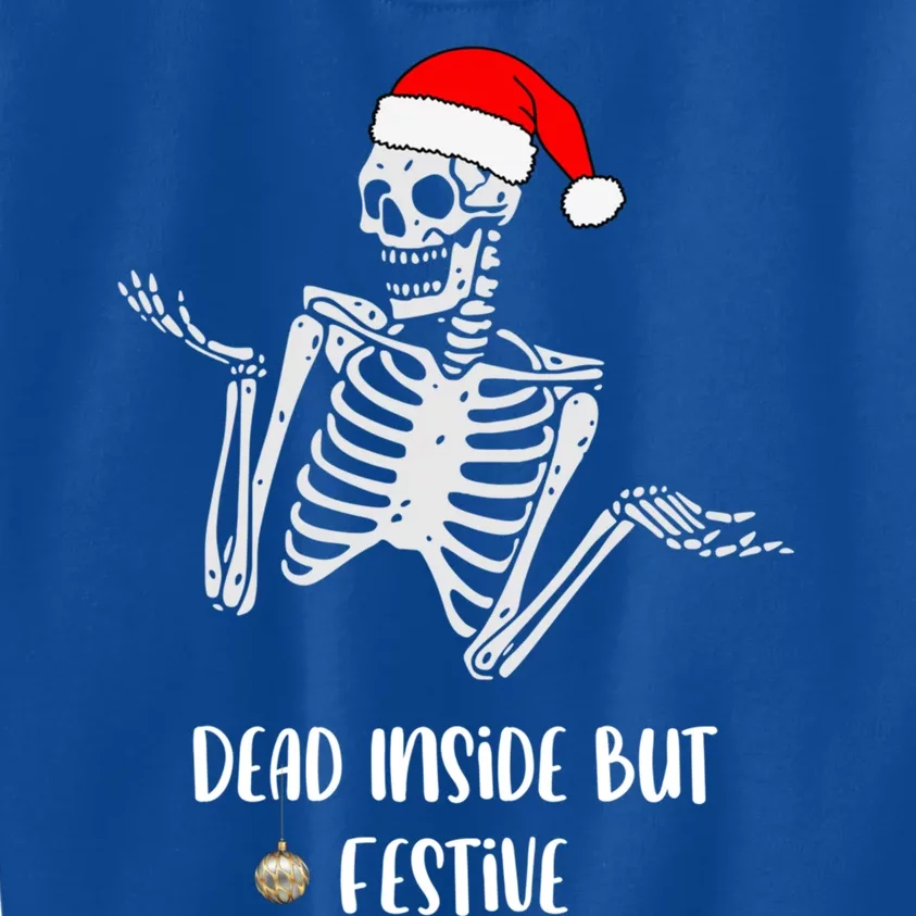 Funny Dead Inside But Festive Skeleton Christmas Graphic Gift Kids Sweatshirt