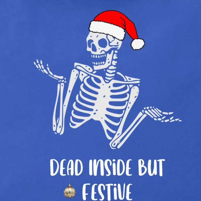 Funny Dead Inside But Festive Skeleton Christmas Graphic Gift Zip Tote Bag