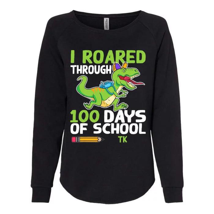 Fun Dinosaur I Roared Through 100 Days Of School Tk Womens California Wash Sweatshirt