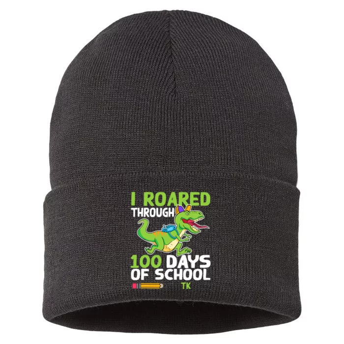 Fun Dinosaur I Roared Through 100 Days Of School Tk Sustainable Knit Beanie