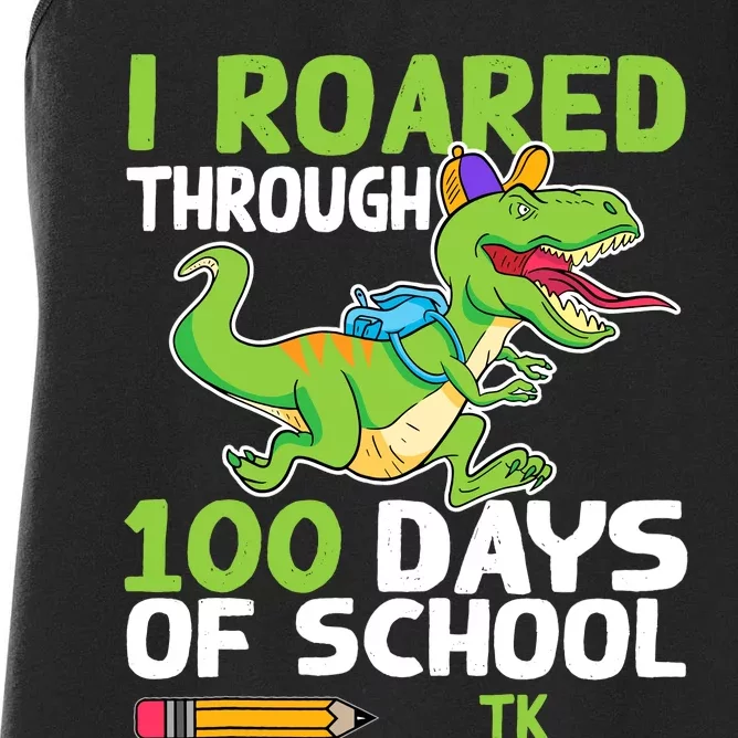 Fun Dinosaur I Roared Through 100 Days Of School Tk Women's Racerback Tank